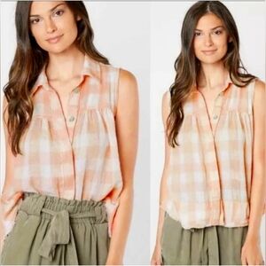 Free People 'Hey there Sunrise' Plaid Tank Top XS